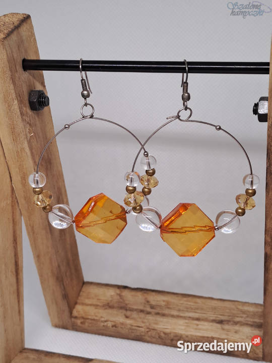 Kolczyki koła z pomarańczowymi koralikami Kolczyki Warszawa