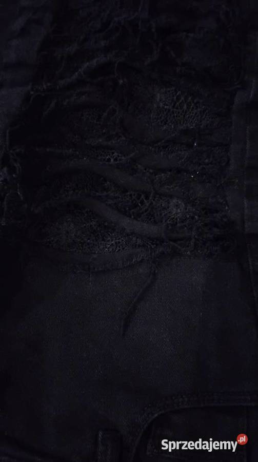 Czarne Spodnie Jeans Damskie GUESS XS Dziury