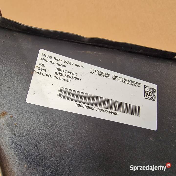 MERCEDES BKLASA W247 ZDERZAK TYŁ TYLNY PDC Bieleń