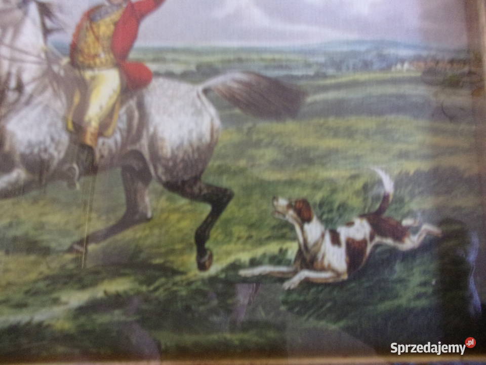 Ładny stary obraz w ramie drewno szybą Hrabia na mazowieckie Warszawa