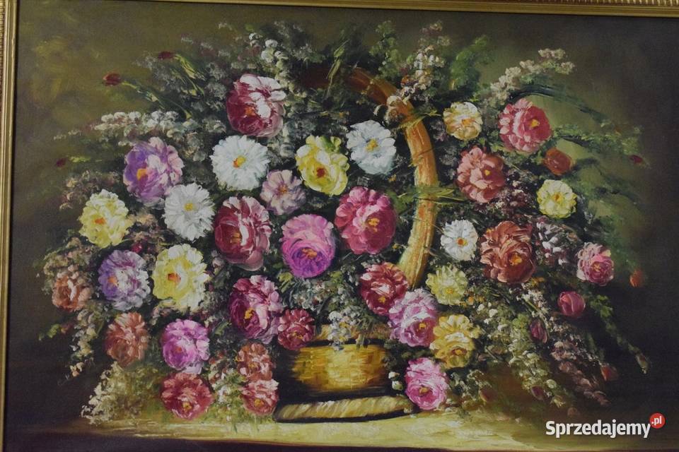 Kwiaty Róże na Stole Obraz na Materiale 115x85 Kraków sprzedam