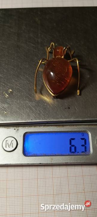 Broszka Bursztyn Pająk vintage Rękodzieło Białystok