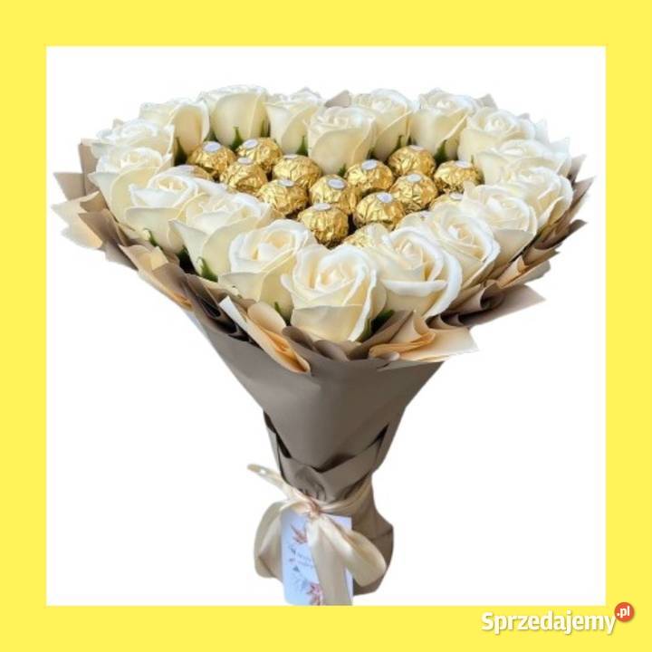 Bukiet Ferrero Rocher i róże mydlane 18 Prezent Warszawa