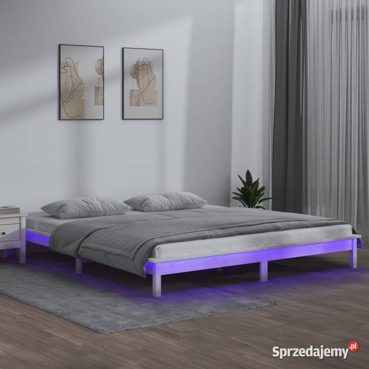 Rama łóżka z LED biała King Size lite drewno mazowieckie Warszawa sprzedam