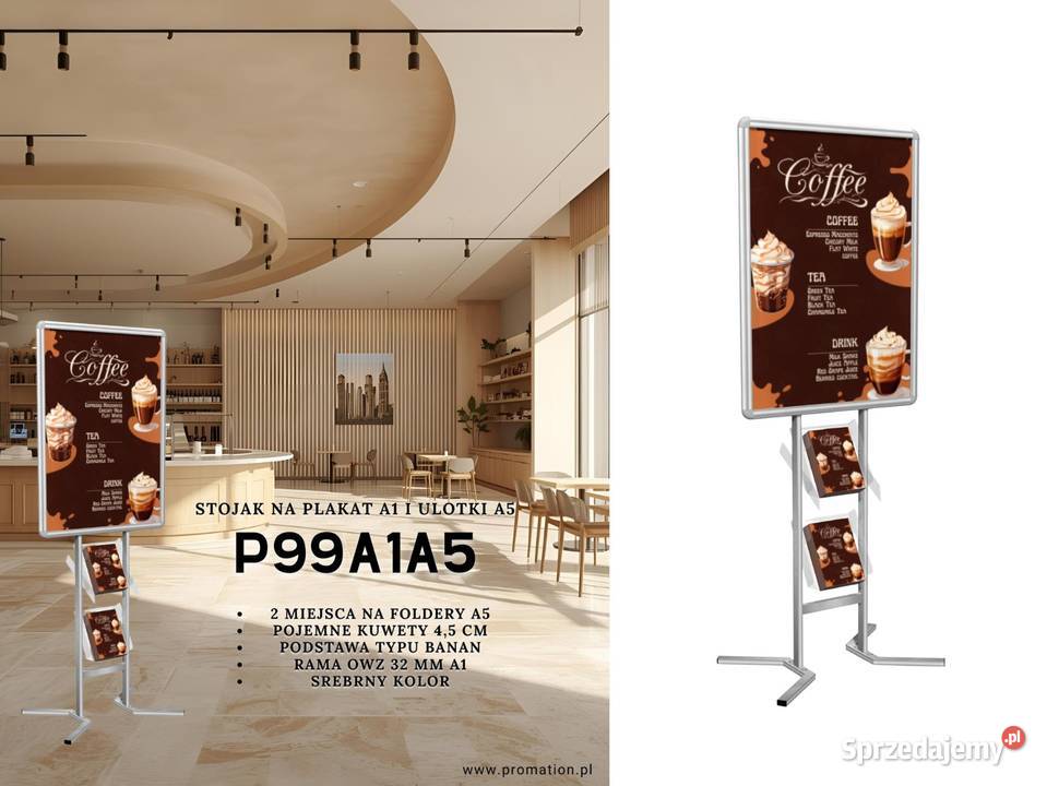 Stojak plakatowy A1 z miejscem na foldery A5 Kraków