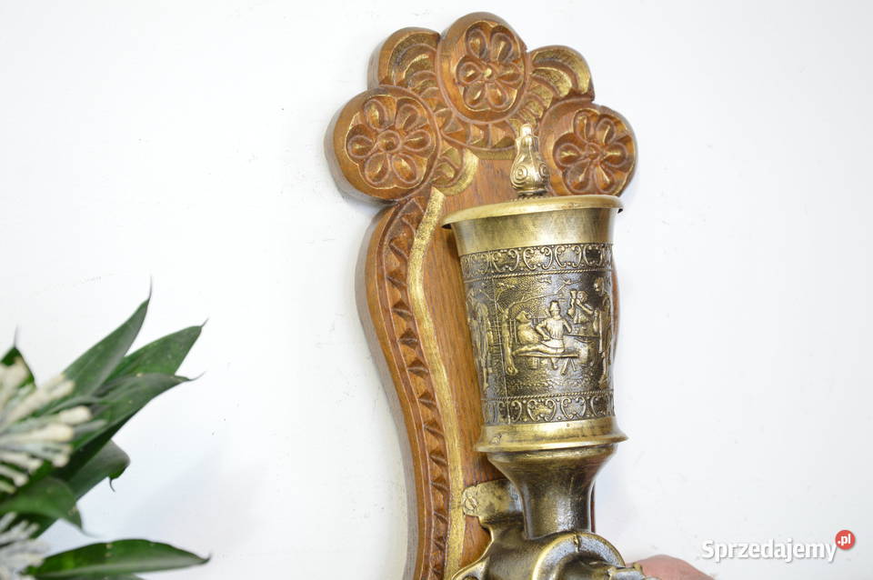 cynowy MŁYNEK wiszący do kawy bstary sygnowany