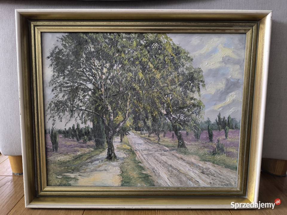 Piękny obraz olejny płótno sygnowany Rudi Łódź