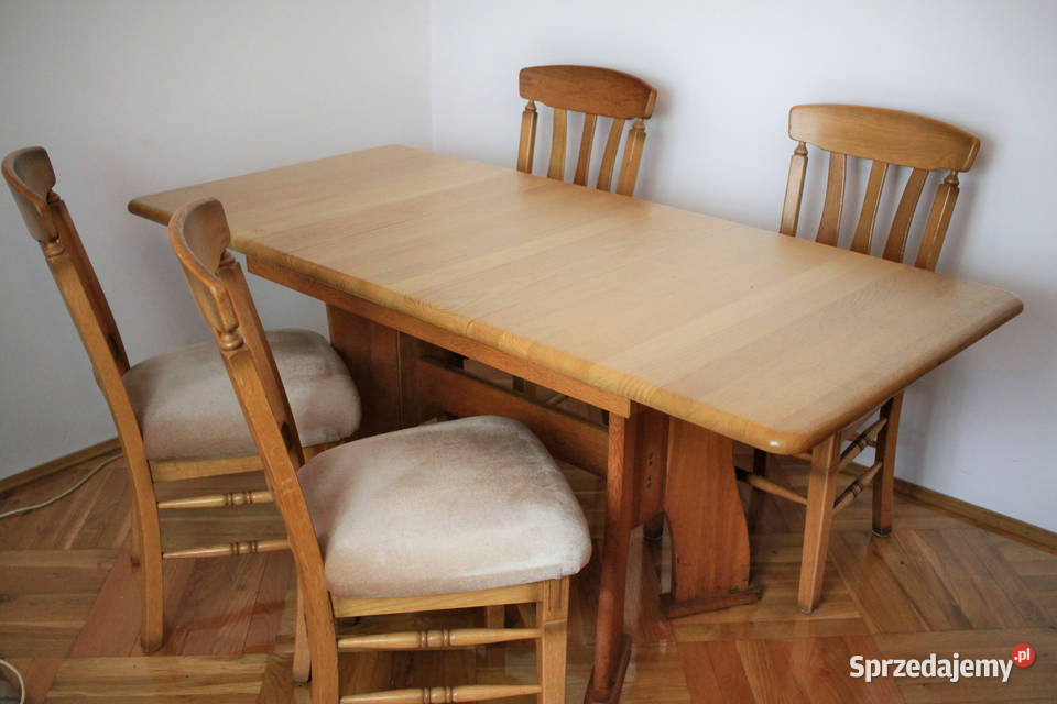 Stół jadalniasalon komplet krzeseł DĄB