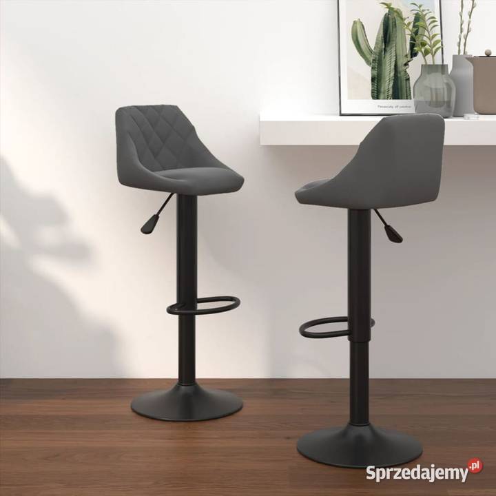 vidaXL Stołki barowe 2 ciemnoszare obite sprzedam