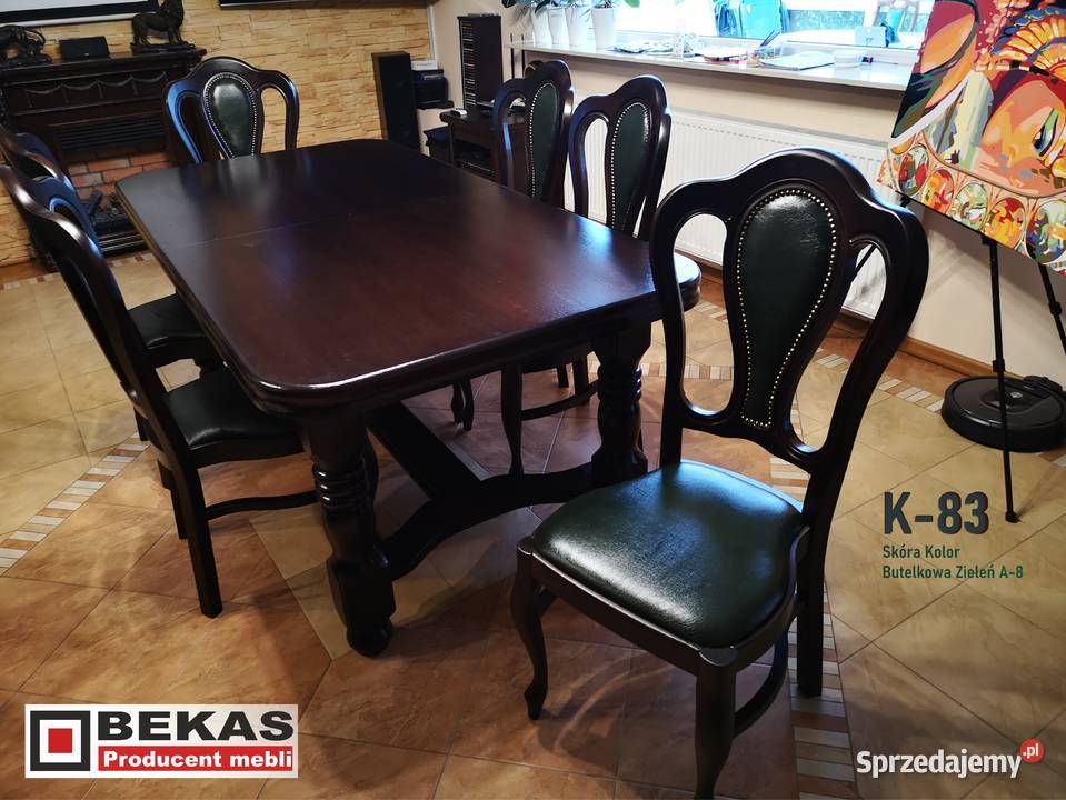 Komplet Salon Stół S23 Dąb 6 Krzeseł Skóra Radom sprzedam