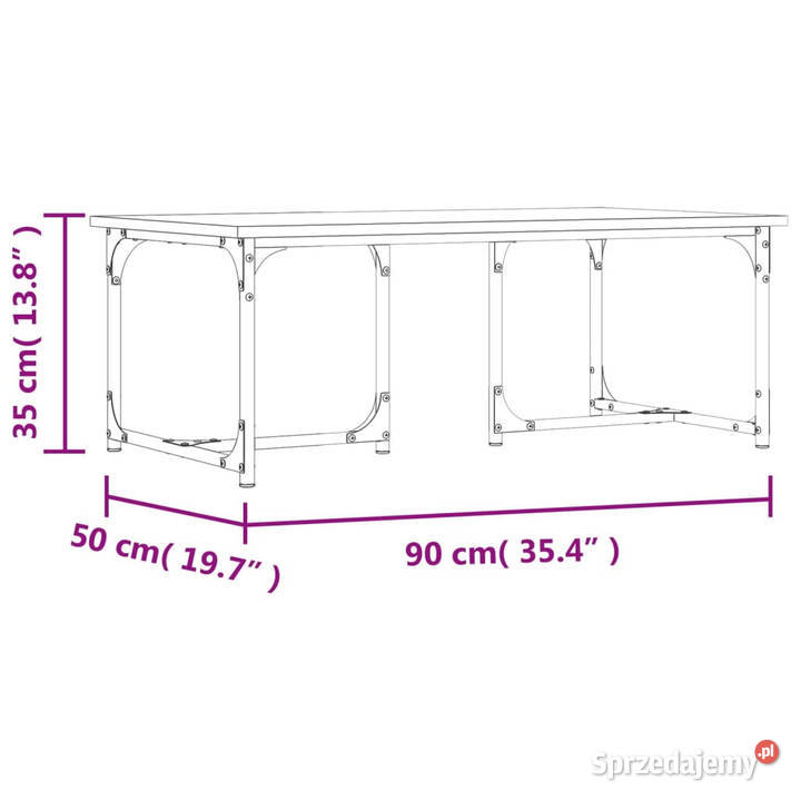 Stolik kawowy czarny 90x50x35 materiał