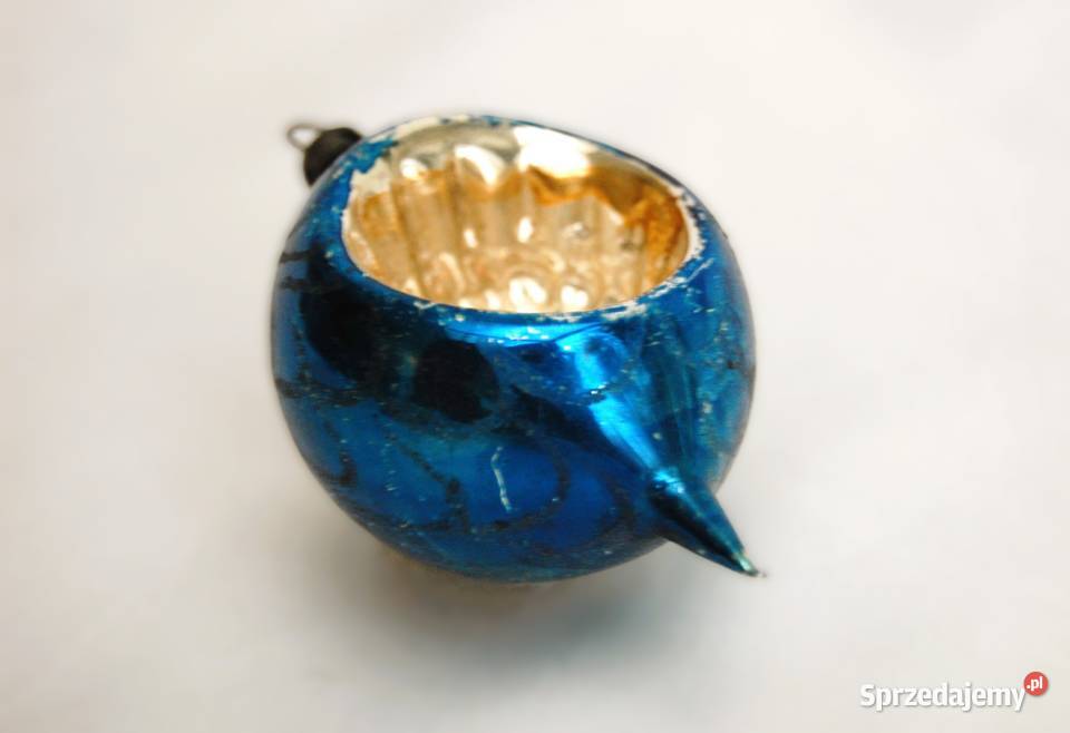 Stara bombka szklana ręcznie malowana reflektor lubelskie Lublin