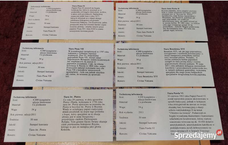 6 x KORONY PAPIESKIE 6x Certyfikat TIARA PAPALIS Katowice