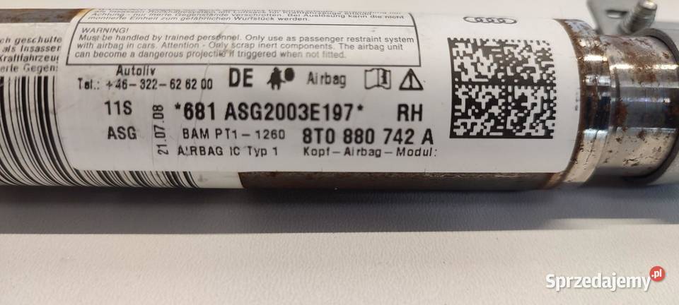 AUDI A5 8T COUPE KURTYNA AIRBAG PRAWA 8T0880742A sprzedam