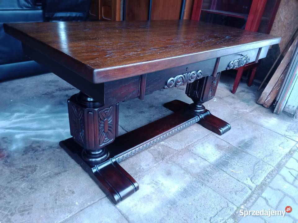 Duże biurko kompletne odnowione Dąb ciemny Kozy