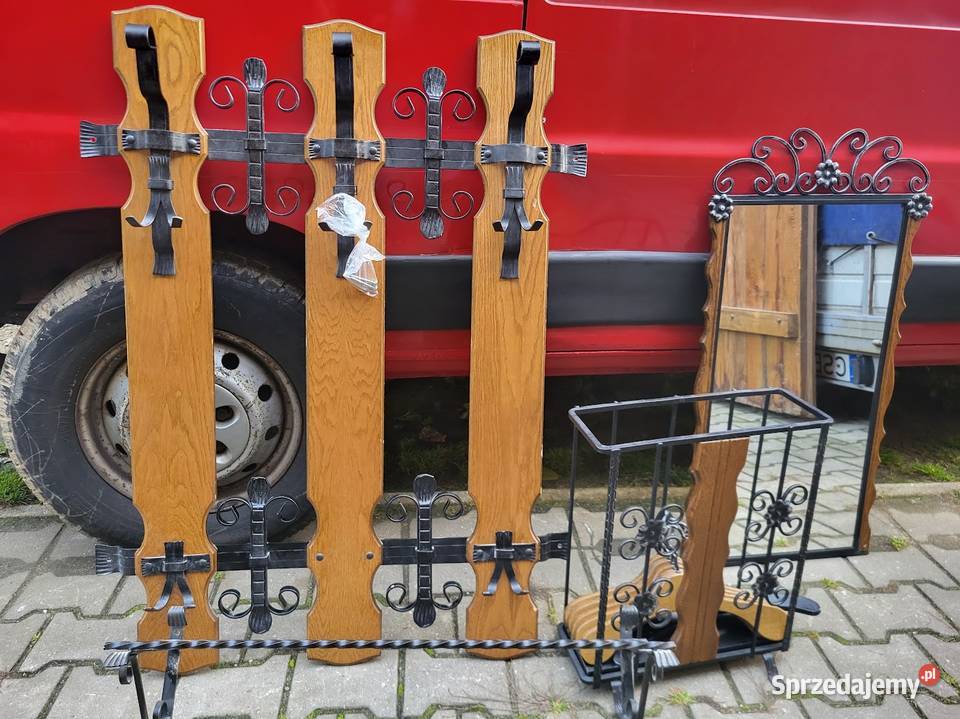 ładna stara garderoba dębowa z wieszakami antyk Sypniewo