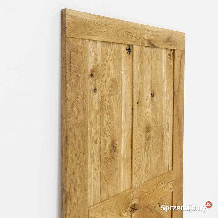 Drzwi przesuwne drewniane dębowe SZEWRON 210cm Chmielnik