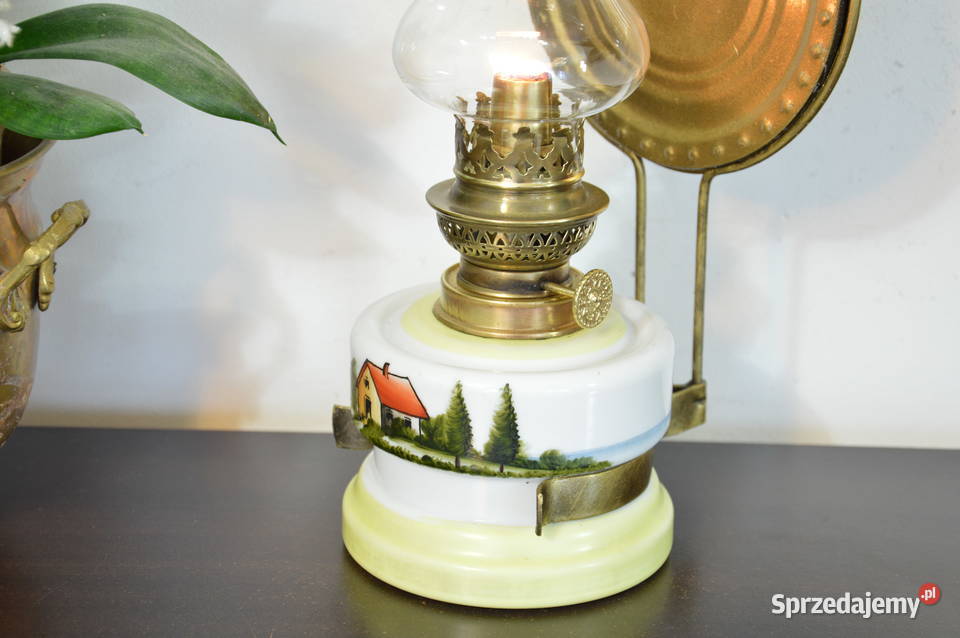 piękna porcelanowa LAMPA NAFTOWA b stara śląskie Jastrzębie-Zdrój