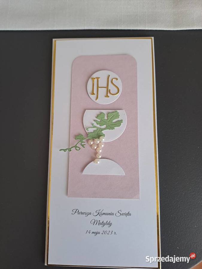 Kartka w kopercie z okazji komunii Rękodzieło śląskie