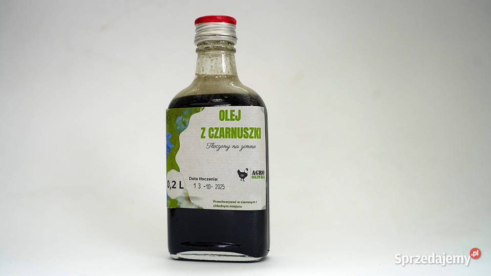 Olej z czarnuszki 200 ml świeżo tłoczony w małej Wojsławice