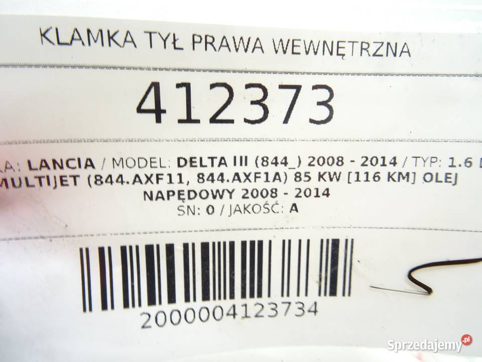 KLAMKA TYŁ PRAWA WEWNĘTRZNA LANCIA DELTA III podkarpackie
