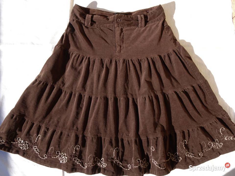Sztruksowa spódnica Falbany Haft 38 40 Nowy Sącz