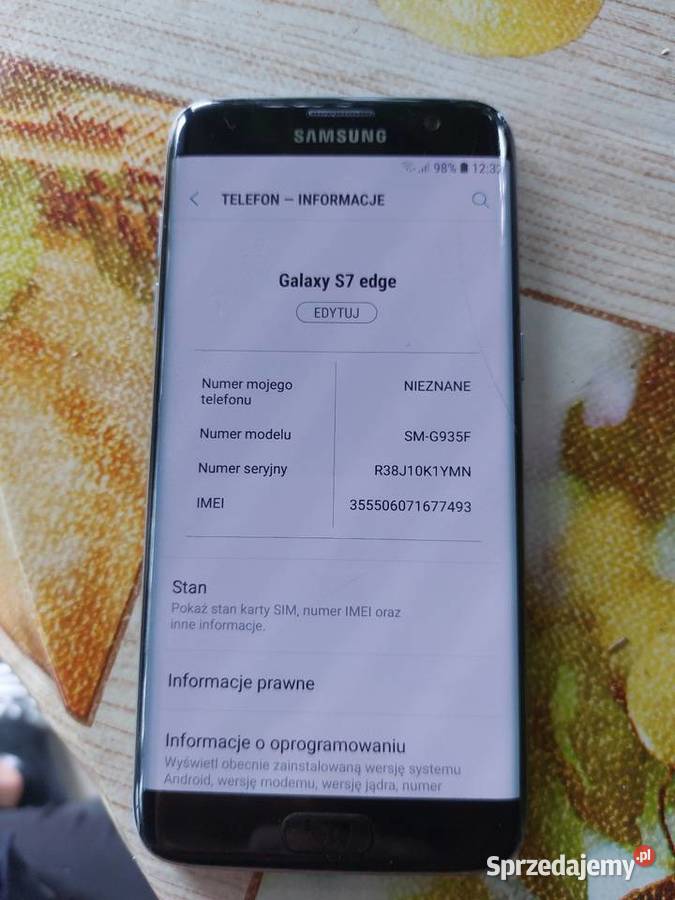 Telefon Samsung S7 EDGEsprawny małopolskie Myślenice