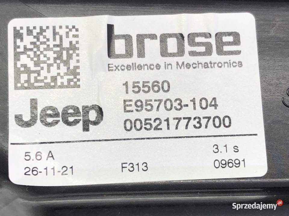 PODNOŚNIK SZYBY PRAWY TYŁ JEEP COMPASS MP SUV