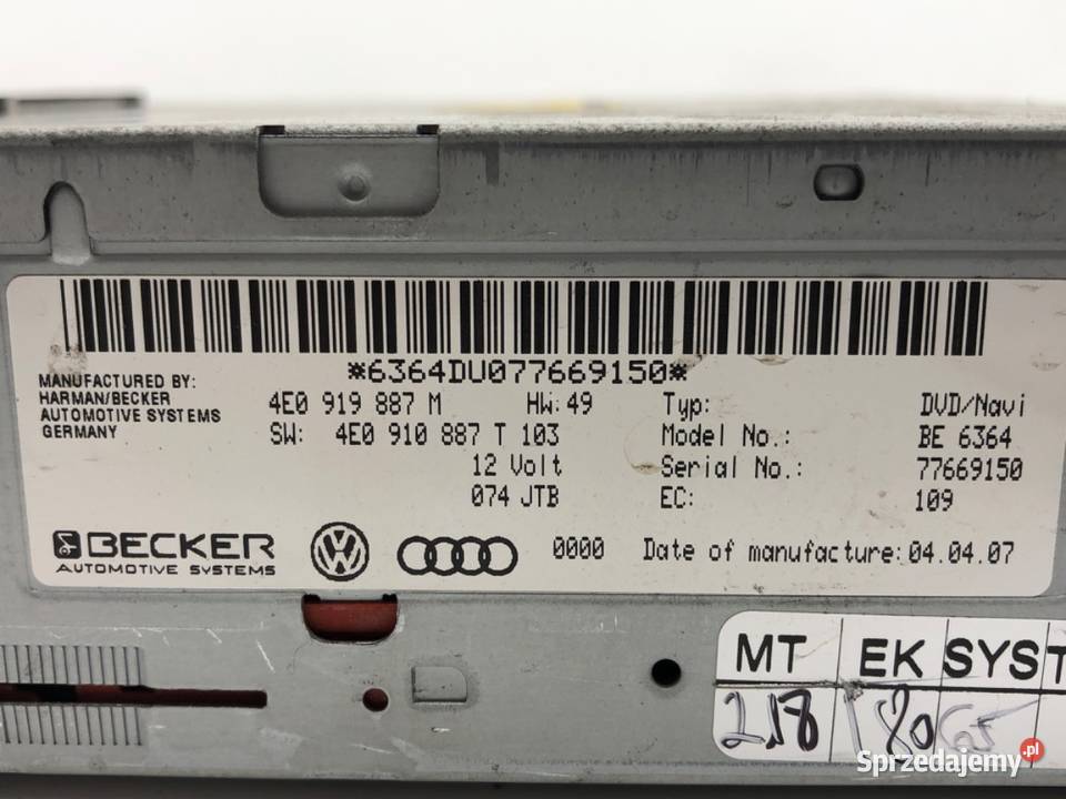 CZYTNIK NAWIGACJI AUDI A6 C6 4E0919887M 0411