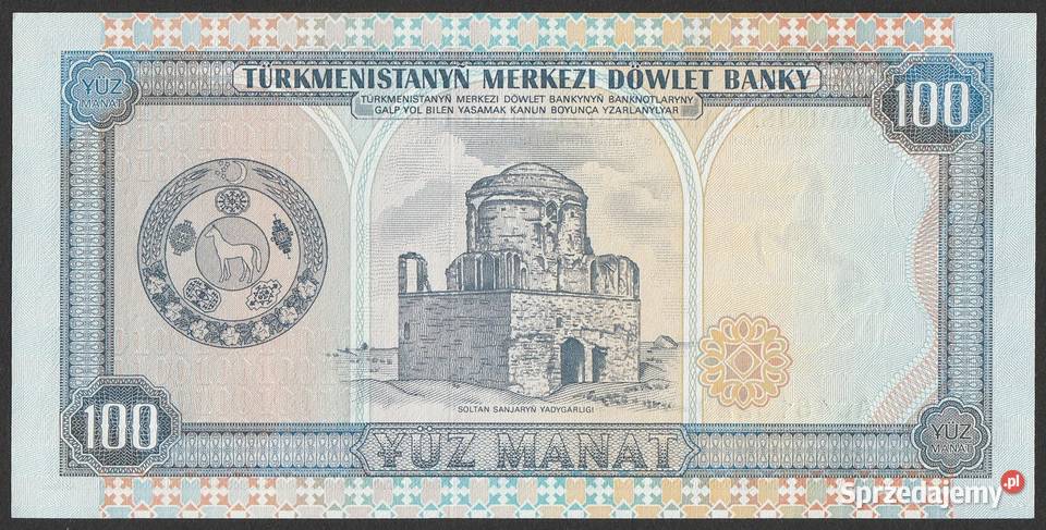 TURKMENISTAN 100 MANAT 1995 STAN BANKOWY UNC Łódź