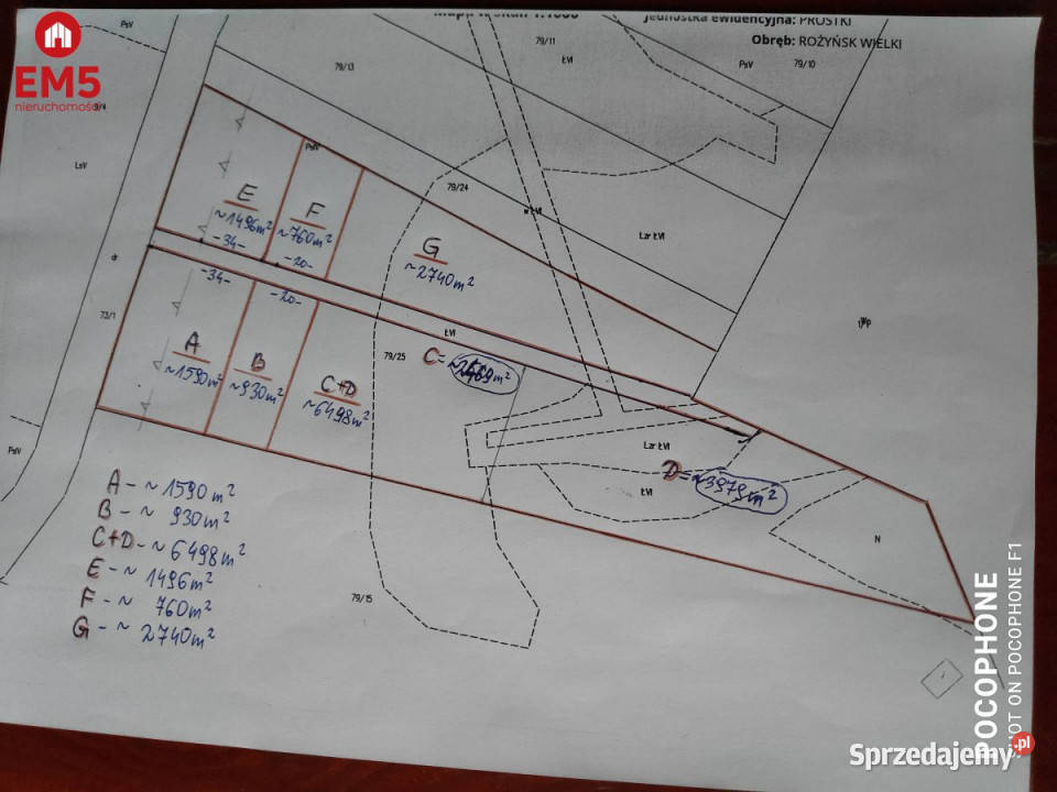 Działka na sprzedaż 2200m2 Rożyńsk Wielki 100zł/m2 sprzedam