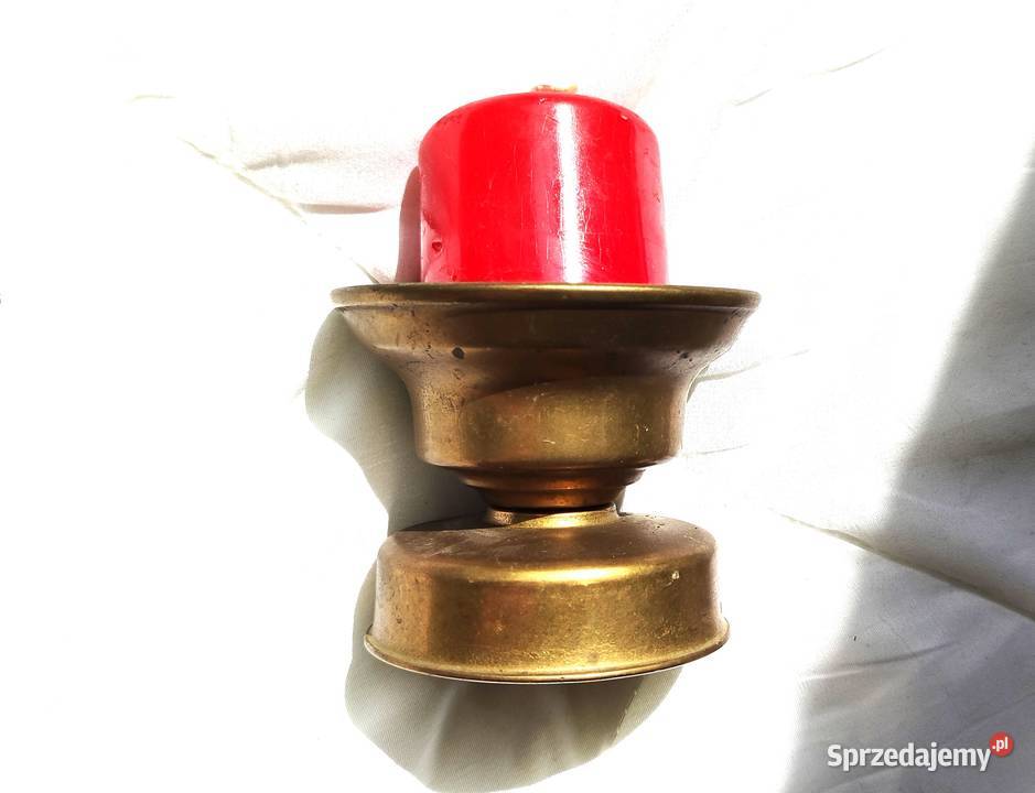 Stary świecznik mosiężny na grubą świecę Gdańsk sprzedam