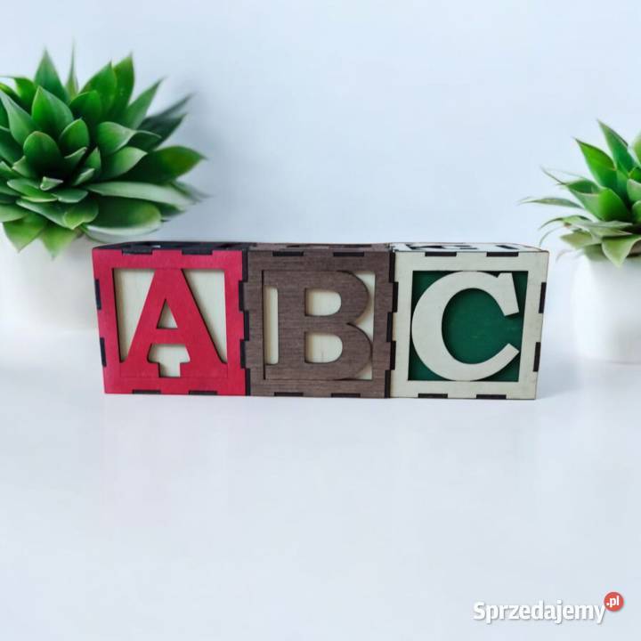 Duża Drewniana Kostka Edukacyjna z Alfabetem Warszawa