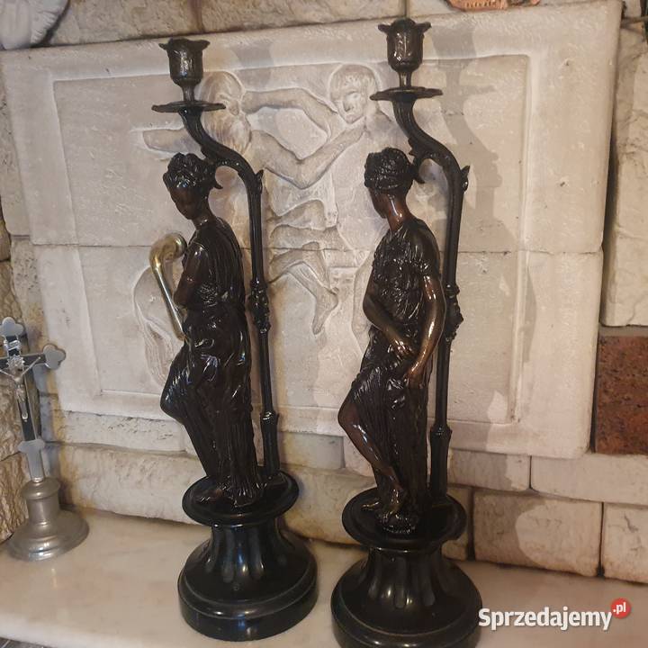 Dwie duże figuralne podstawy do lamp naftowych Wrocław