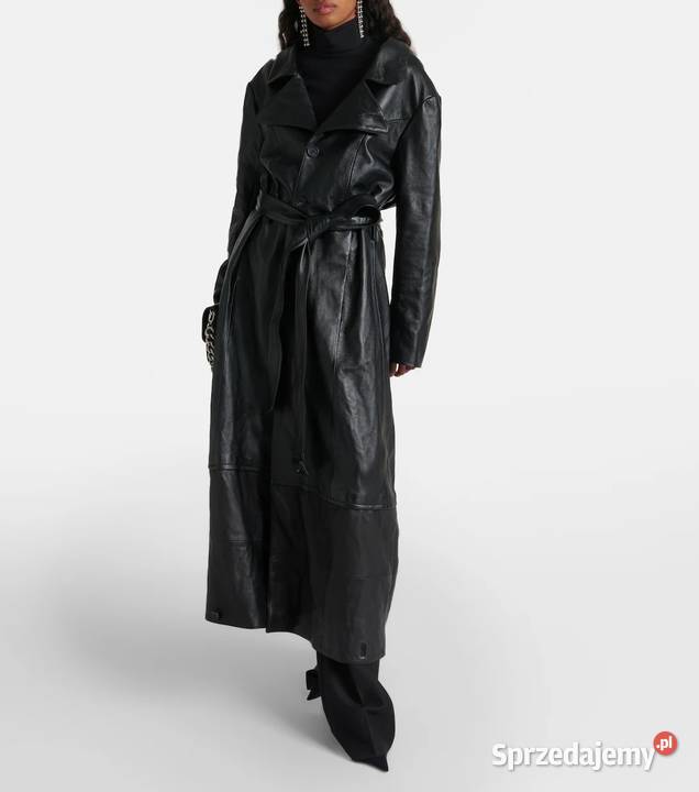 Jednorzędowy skórzany płaszcz Świdnica