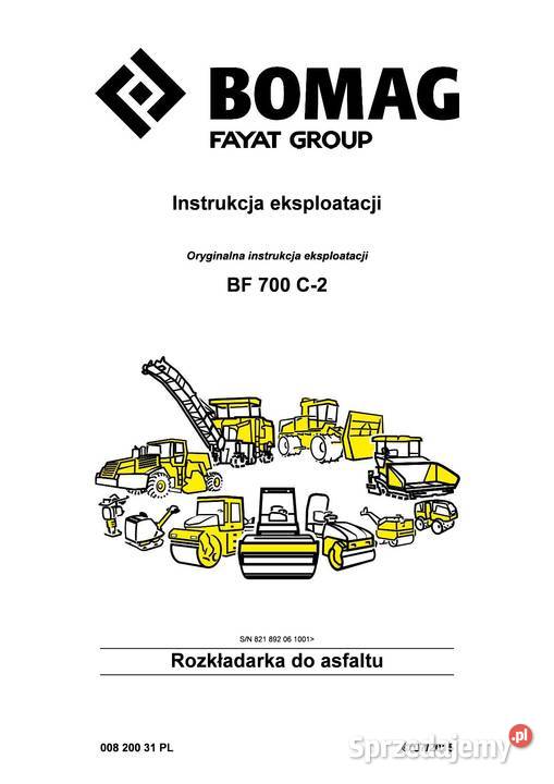 Rozkładarka do asfaltu BOMAG BF700 C2 DTR Kraków sprzedam
