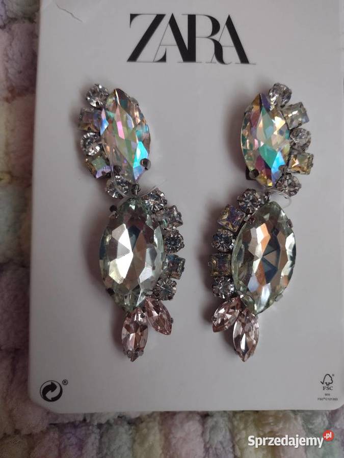 ZARA Bogato zdobione cyrkoniami kolczyki Kraków