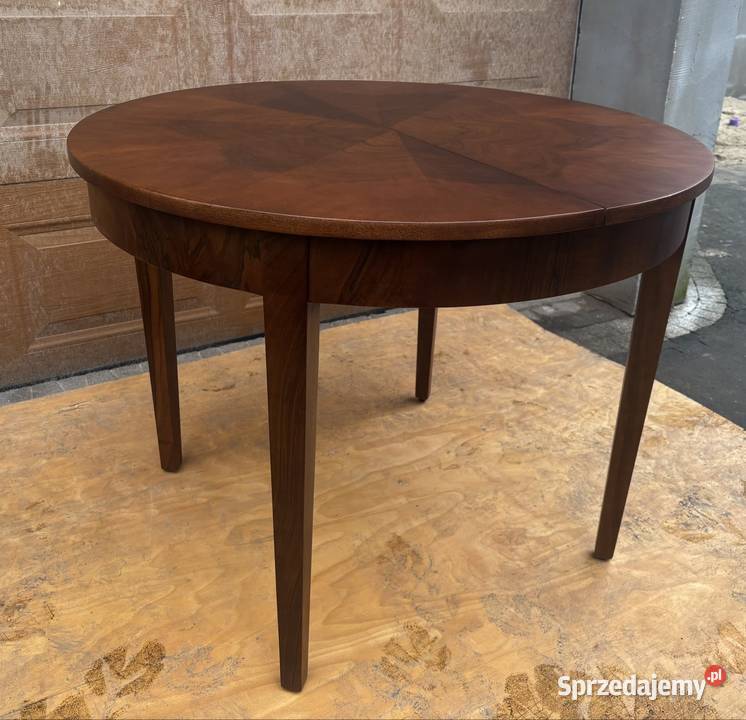 Stół Okrągły Orzech 100 Art Deco Rozkładany Meble Warszawa