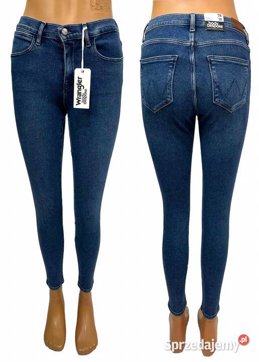 Spodnie damskie Wrangler High Rinse Skinny Blue Długie Pisz