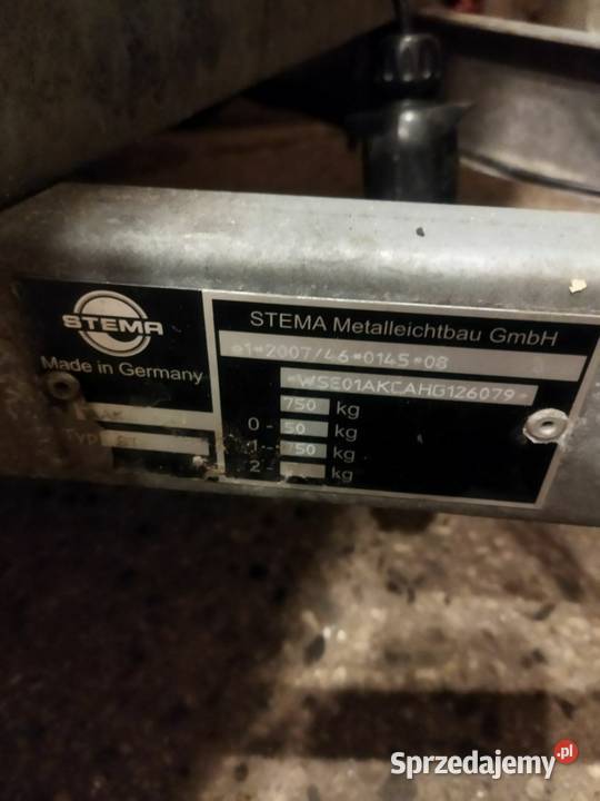 Niemiecka przyczepka samochodowa 750 STEMA Piotrków Trybunalski sprzedam