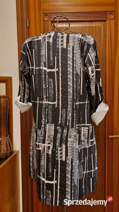 Wizytowa TUNIKA BLUZKA L w czarnobiały print Lublin sprzedam