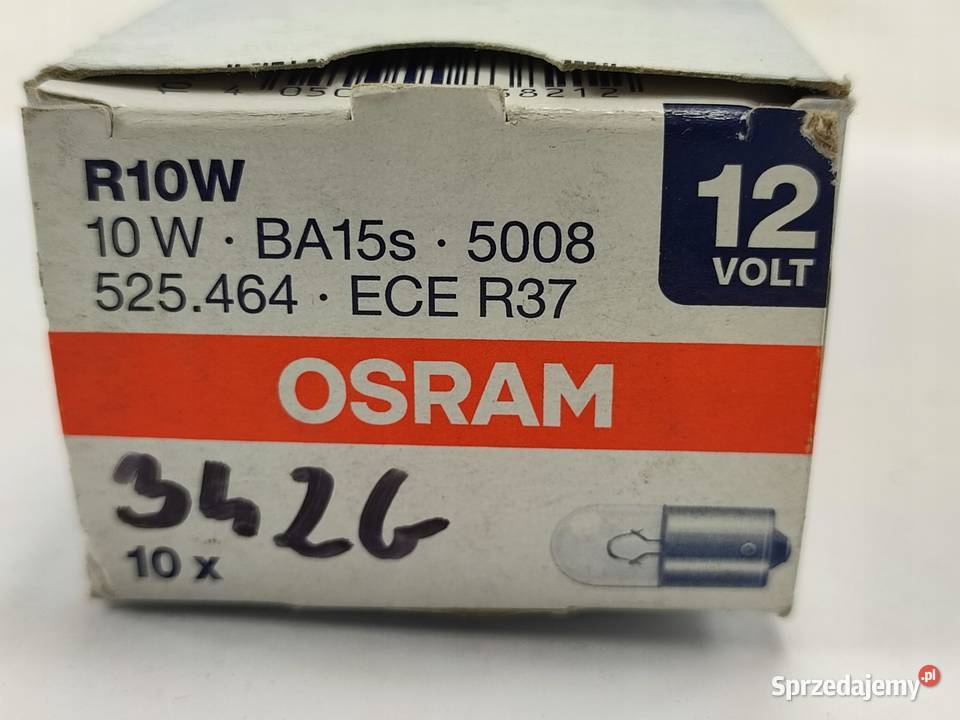 ŻARÓWKA KOMPLET 10 OSRAM 12V R10W 10W BA15S 5008
