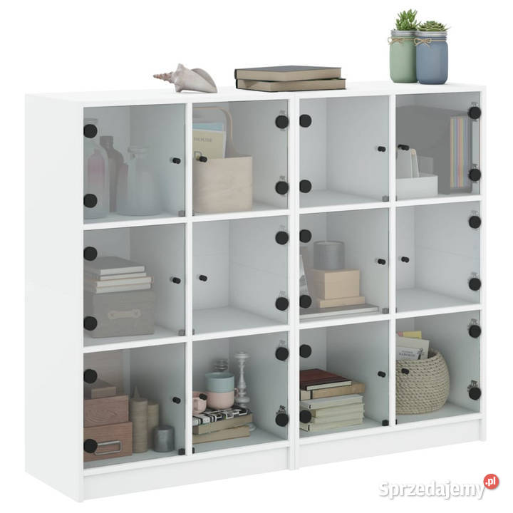 Biblioteczka z drzwiczkami biała 136x37x109