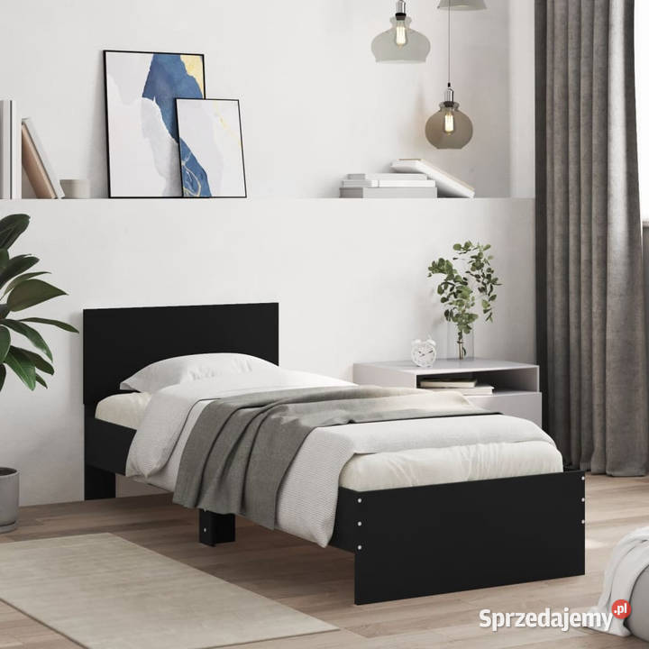 Rama łóżka z wezgłowiem czarna 75x190 WM838660 mazowieckie Warszawa