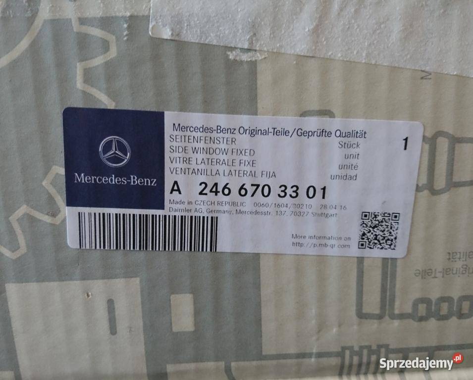 Szyba trójkątna tył prawa mercedes W246 mazowieckie Warszawa