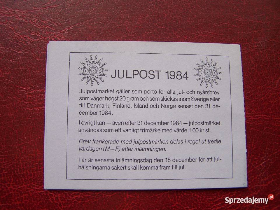 Szwecja 1984 MNH Karnet Fauna Ptaki Tychy