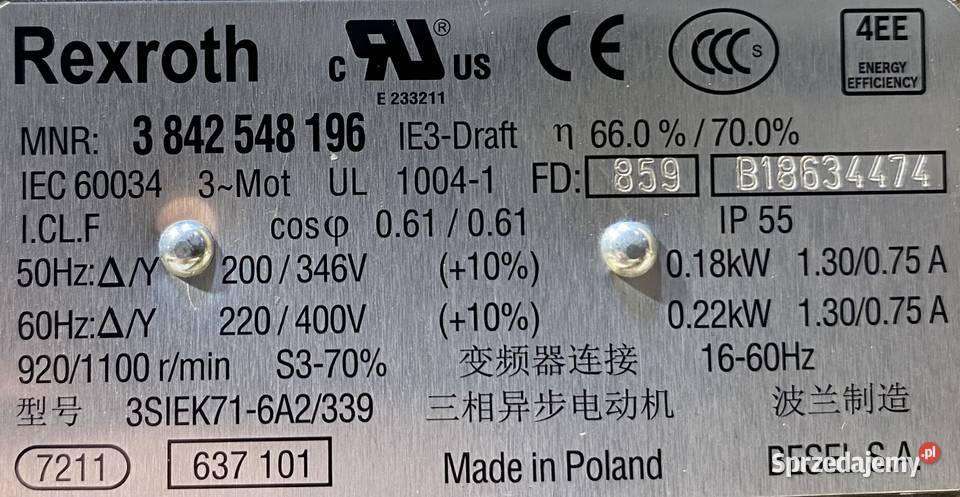 motoreduktor przekładnia 018kW 61obr 3fazowy Pigża sprzedam