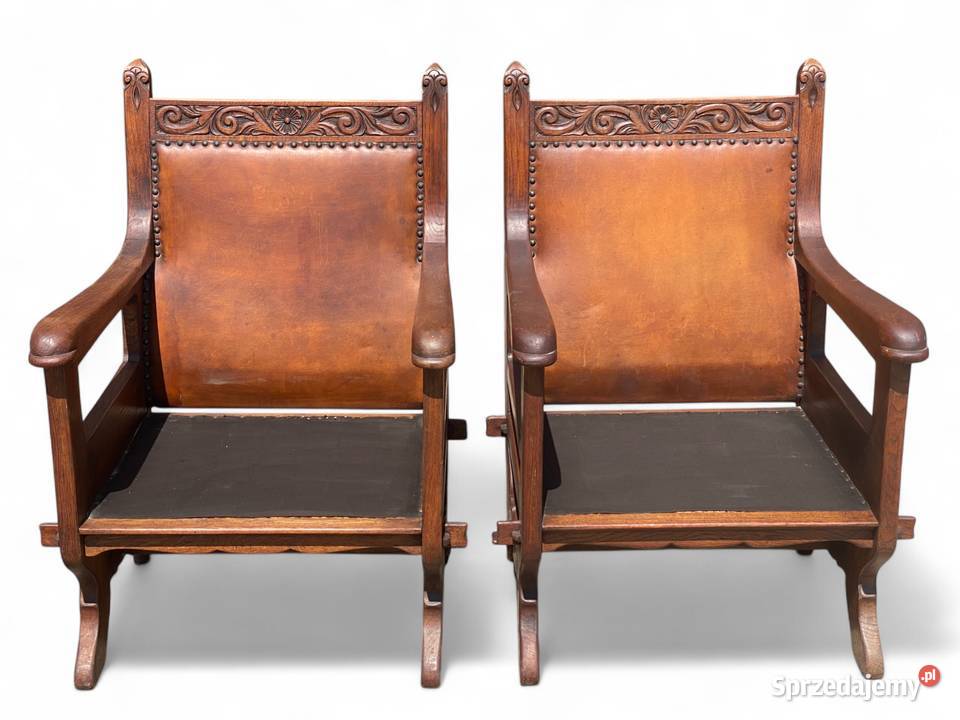 Stary dębowy komplet wypoczynkowy skóra Gryfice