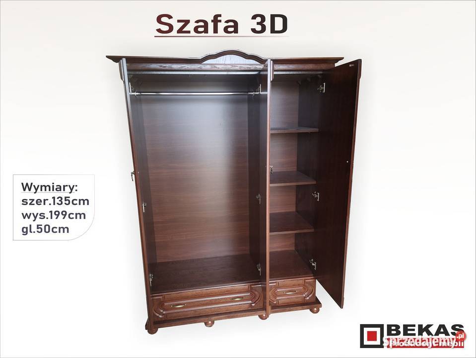 Stylowa Szafa 3D 130 Buk Dąb Orzech Natura Bekas Katowice