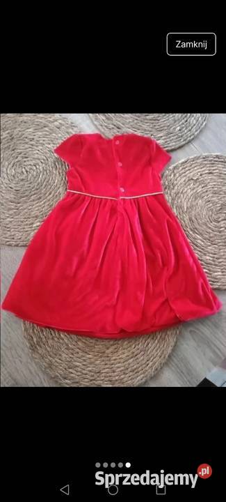 Sukienka czerwona elegancka z weluru krótki Krosno